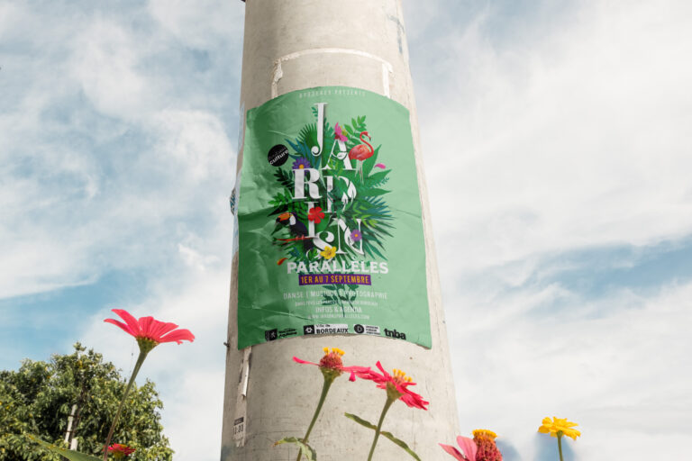 mockup de l’affiche jardins parallèles fait par Pamela Pautrot Designer à Bordeaux